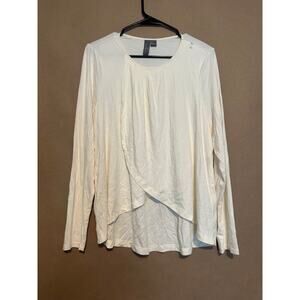 Sweaty Betty Medium Tori draped crossover Long Sleeve Tee Top cream off white
